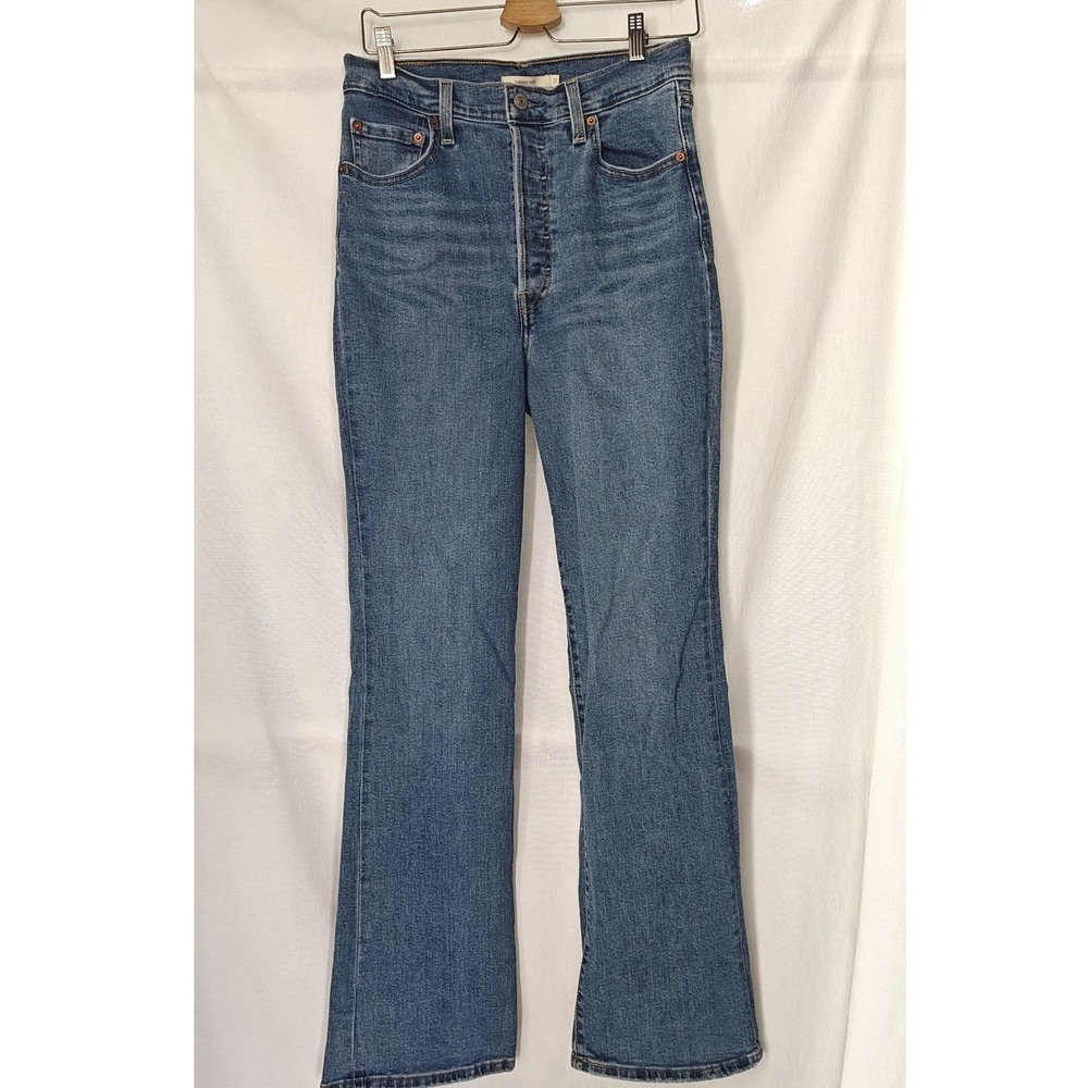 Levi's Ribcage Bootcut Jeans Blue High Rise Button Fly Stretch Denim Size 31